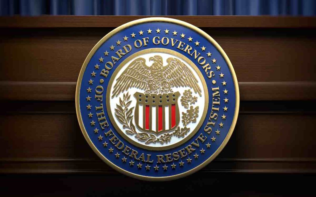 Federal Reserve meeting with central bank officials discussing monetary policy decisions and economic impacts.