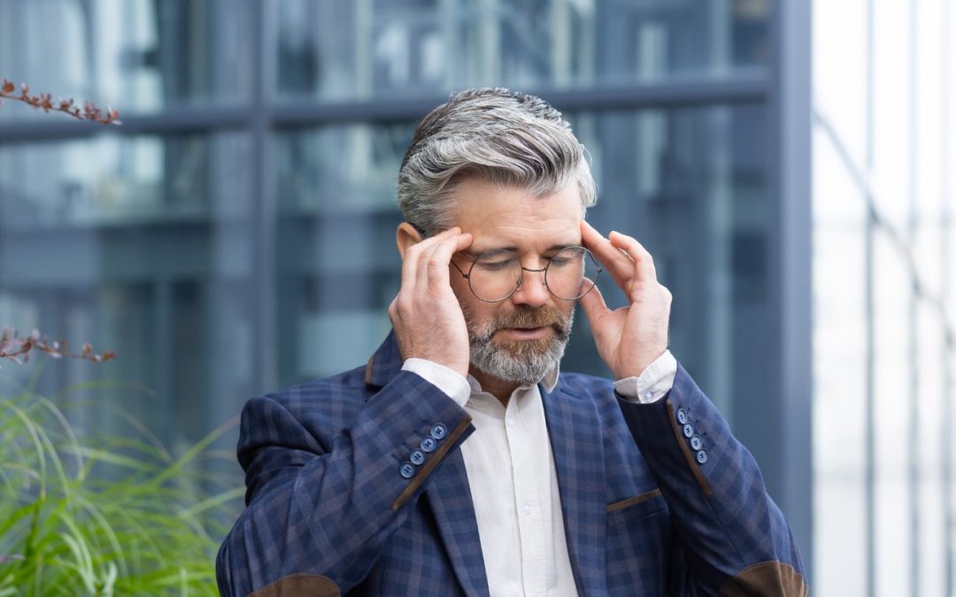 Financial advisor reviewing market trends and emotional investing risks with client