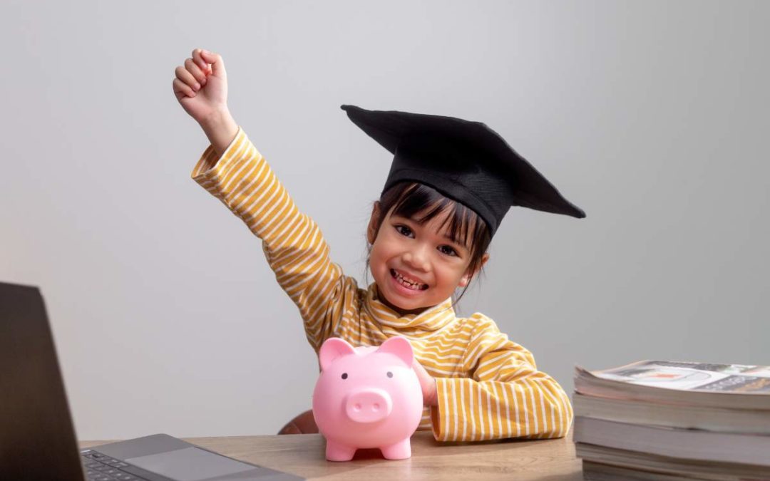 Graduation Cap & Savings Piggy Bank - Symbolizing College Funding Success